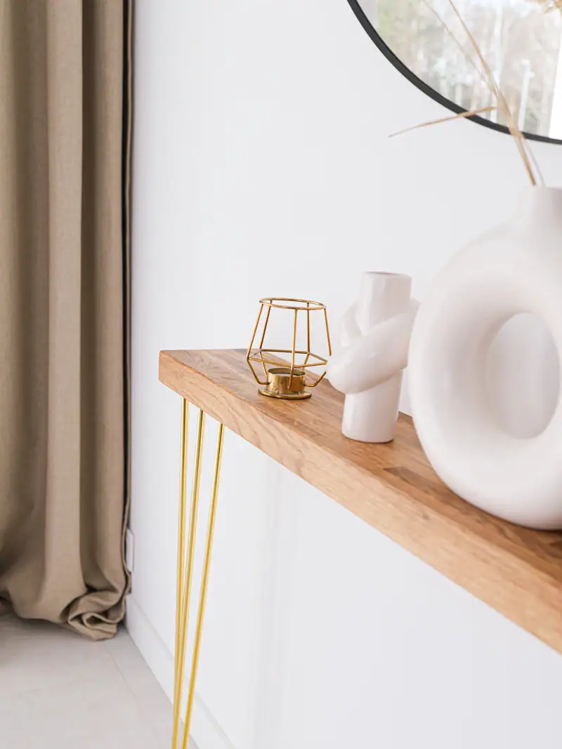 Konsolentisch handgefertigt Gold SOLEIL – Detailaufnahme