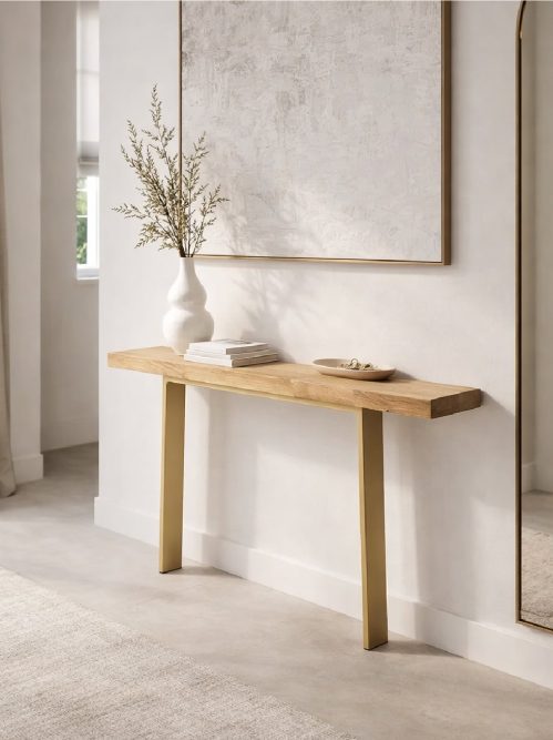 Konsolentisch Eiche exklusiv Gold MAJESTIC – Frontansicht