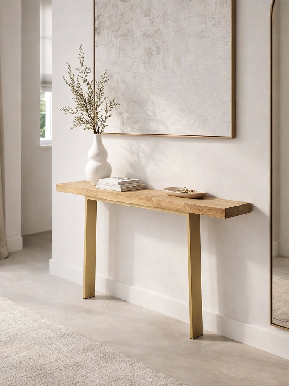 Konsolentisch Eiche exklusiv Gold MAJESTIC – Frontansicht