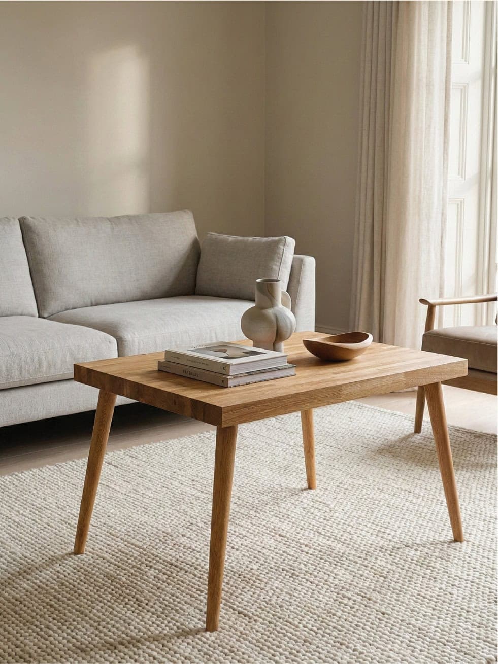 Couchtisch Eiche skandinavisch Holz Nordic Eikbord – Frontansicht