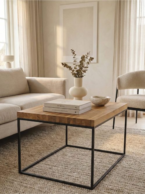Couchtisch Eiche 80x60 Nordic Svartkant – Frontansicht