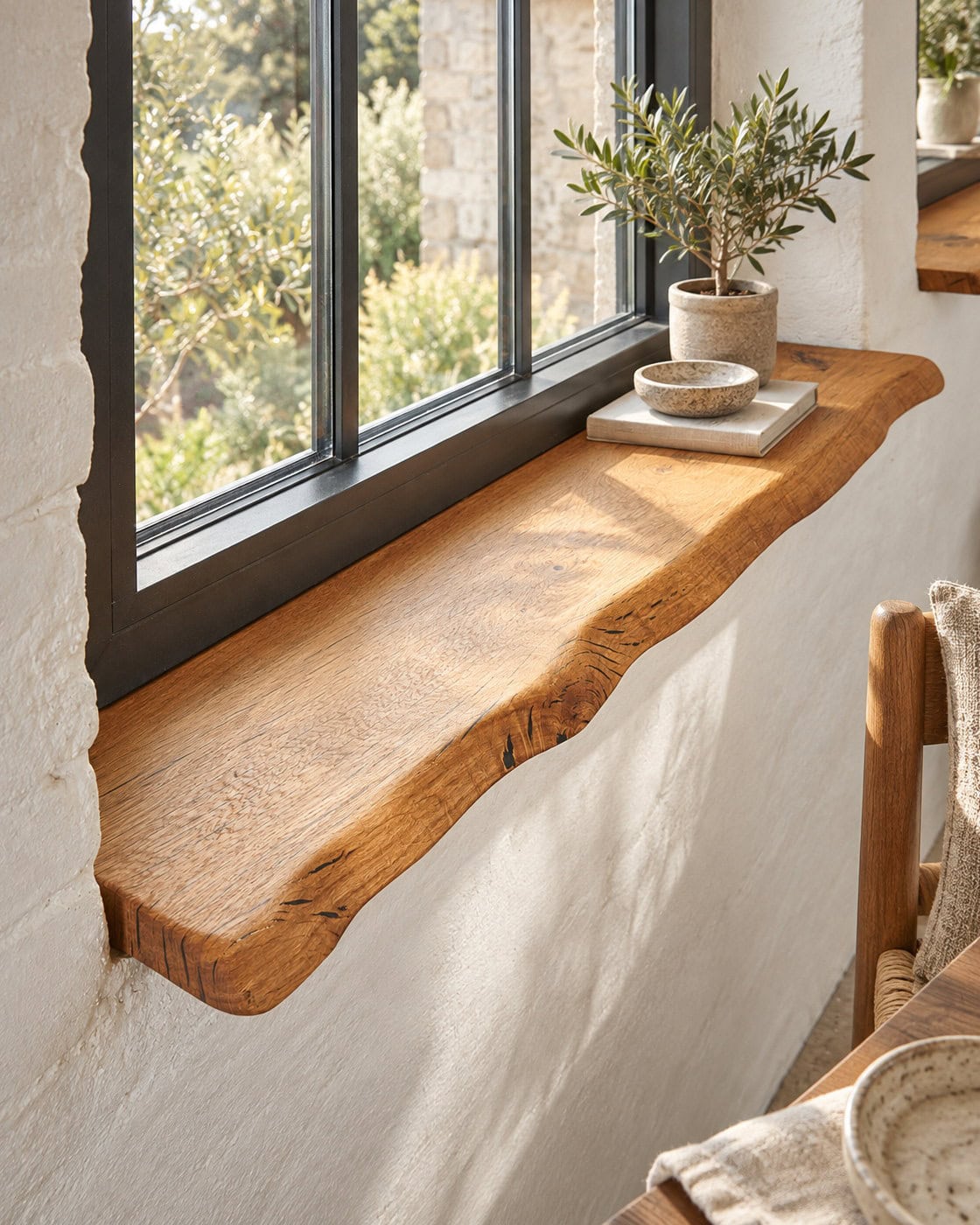 Fensterbank Eiche nach Maß in einem hochwertigen Architekturinterieur