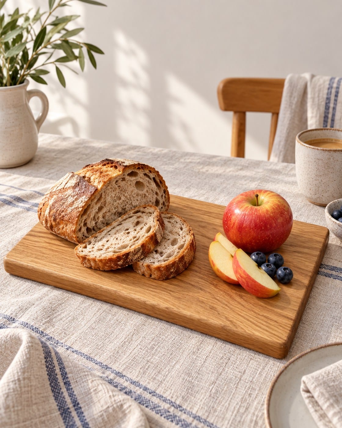Frühstücksbrett aus Eiche in einem modernen Frühstücksbereich
