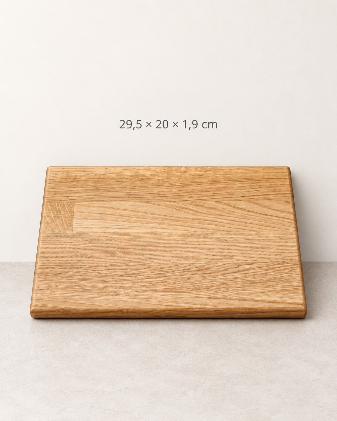 Frühstücksbrett Eiche 29,5 × 20 cm – 1 bis 6 Stück mit Maßangaben 29,5 × 20 × 1,9 cm
