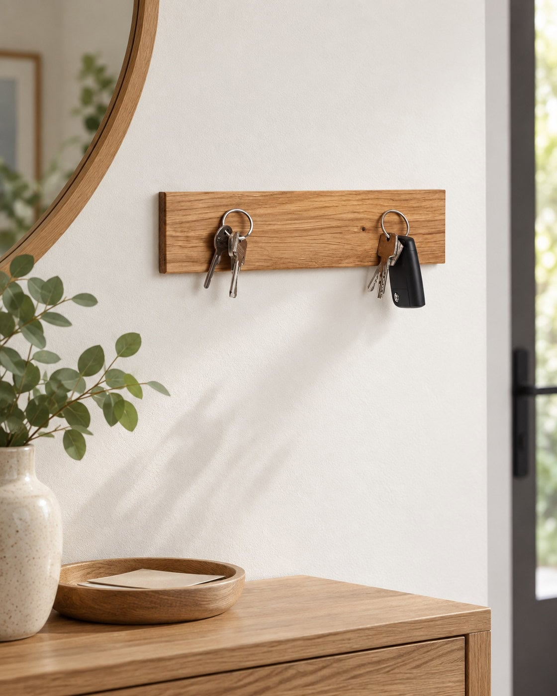 Magnetisches Schlüsselbrett aus Holz in einer anders gestalteten Umgebung