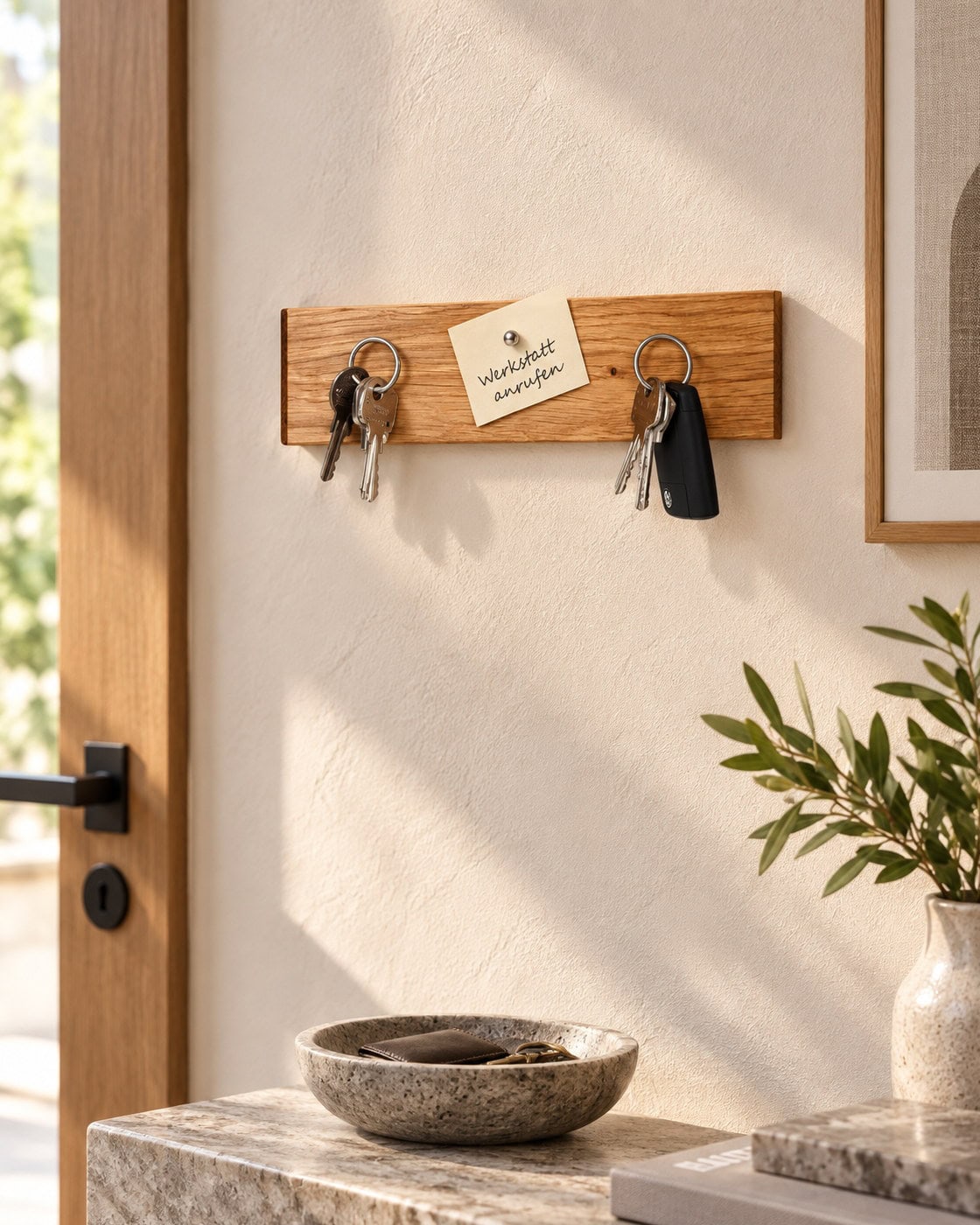 Magnetisches Schlüsselbrett aus Holz in einem hochwertigen Architekturinterieur