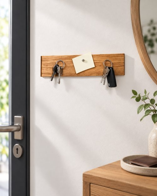 Magnetisches Schlüsselbrett aus Holz in einer passenden Anwendungssituation