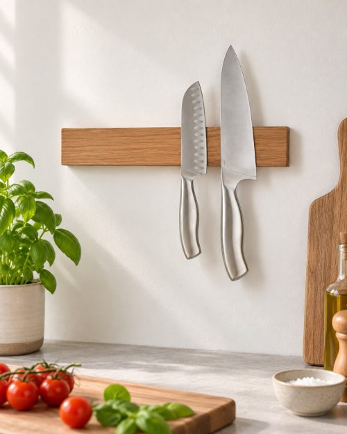Messerleiste Massivholz für 5–10 Messer in einer passenden Anwendungssituation