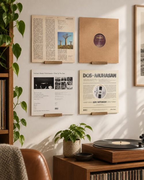 Wandhalter für Schallplatten aus Eiche in einer passenden Anwendungssituation
