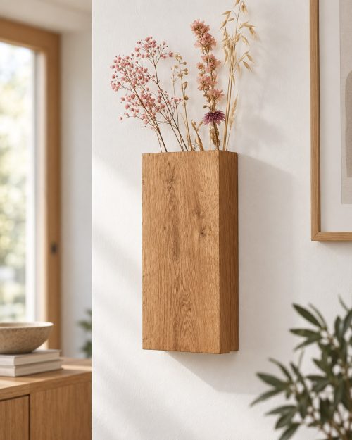 Wandvase Eiche für Trockenblumen in einer passenden Anwendungssituation