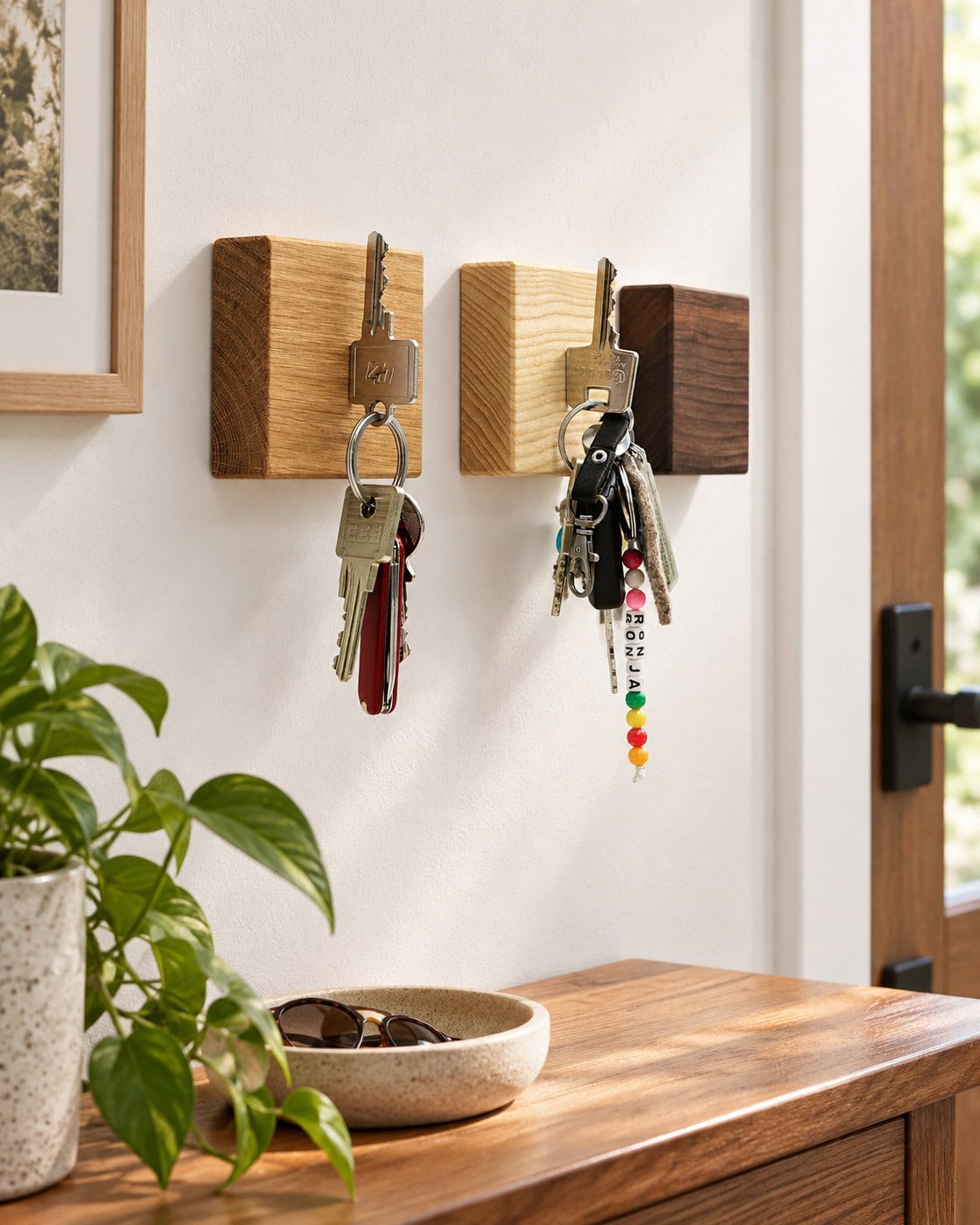 Würfel-Magnethalter aus Holz im 3er-Set in einer anders gestalteten Umgebung