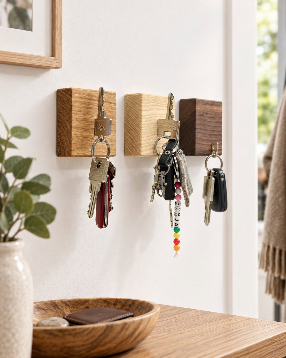 Würfel-Magnethalter aus Holz im 3er-Set in einer passenden Anwendungssituation